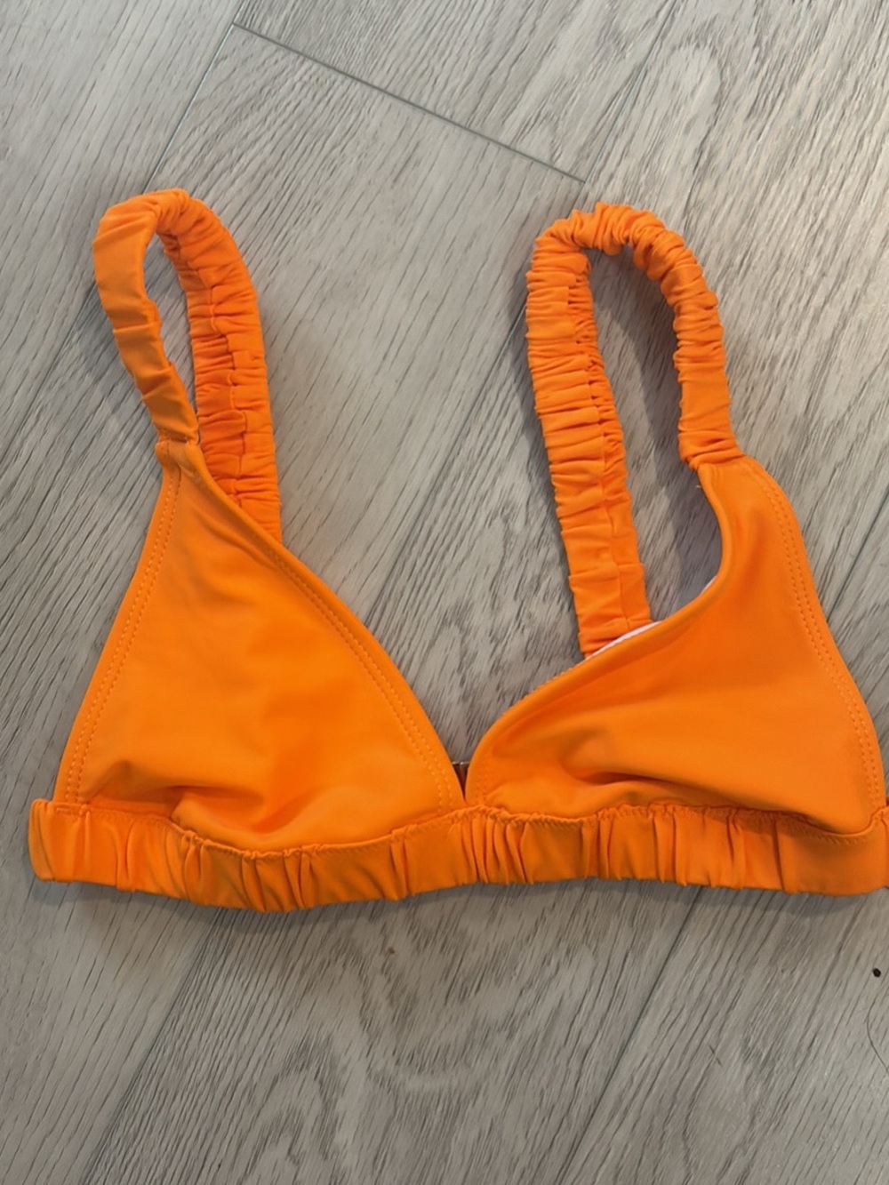 Girls Orange Ruched Strap Swim Top - Unbranded
